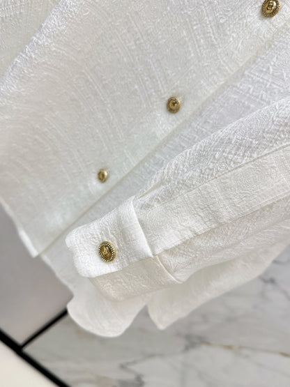 Off-the-shoulder silk blouse