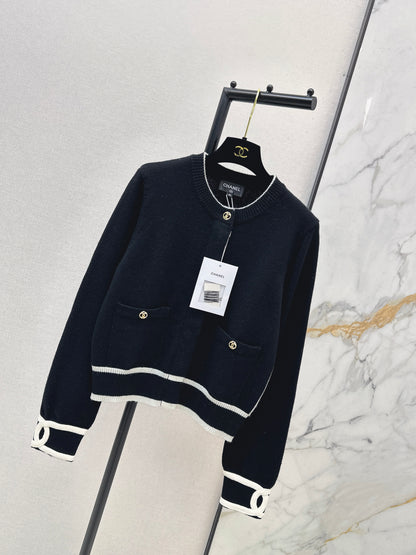 Jacquard Crew Neck Cardigan