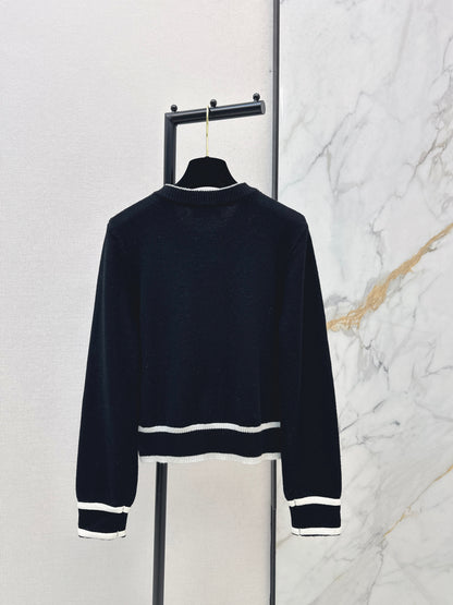 Jacquard Crew Neck Cardigan
