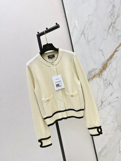 Jacquard Crew Neck Cardigan