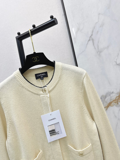 Jacquard Crew Neck Cardigan