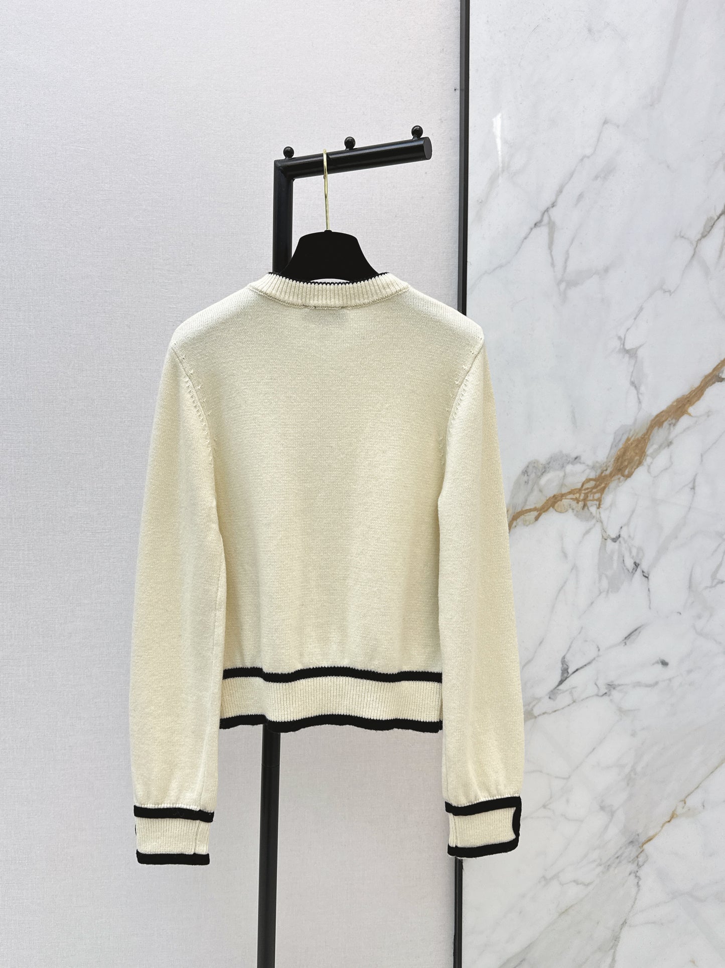 Jacquard Crew Neck Cardigan