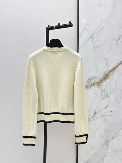 Jacquard Crew Neck Cardigan