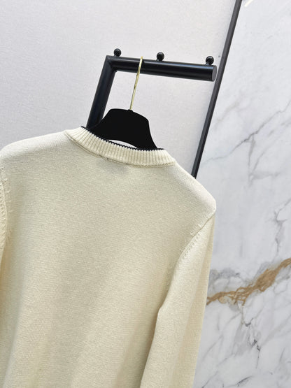 Jacquard Crew Neck Cardigan
