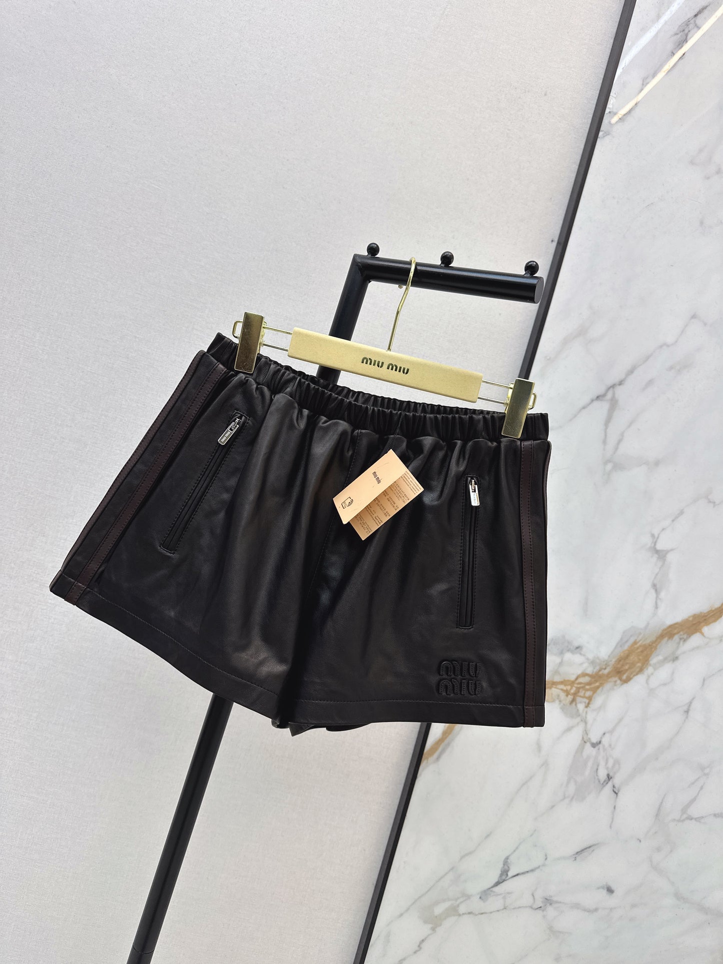 Sporty Genuine Leather Shorts