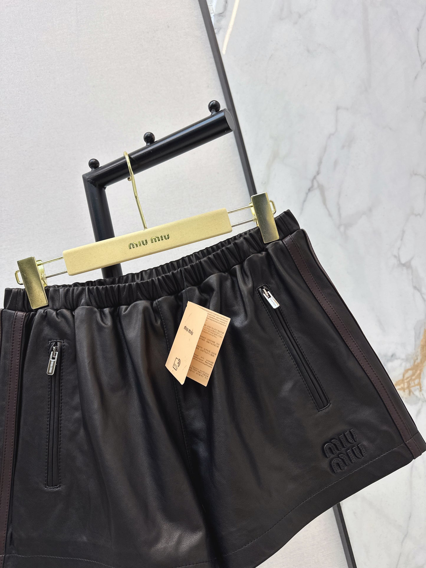 Sporty Genuine Leather Shorts