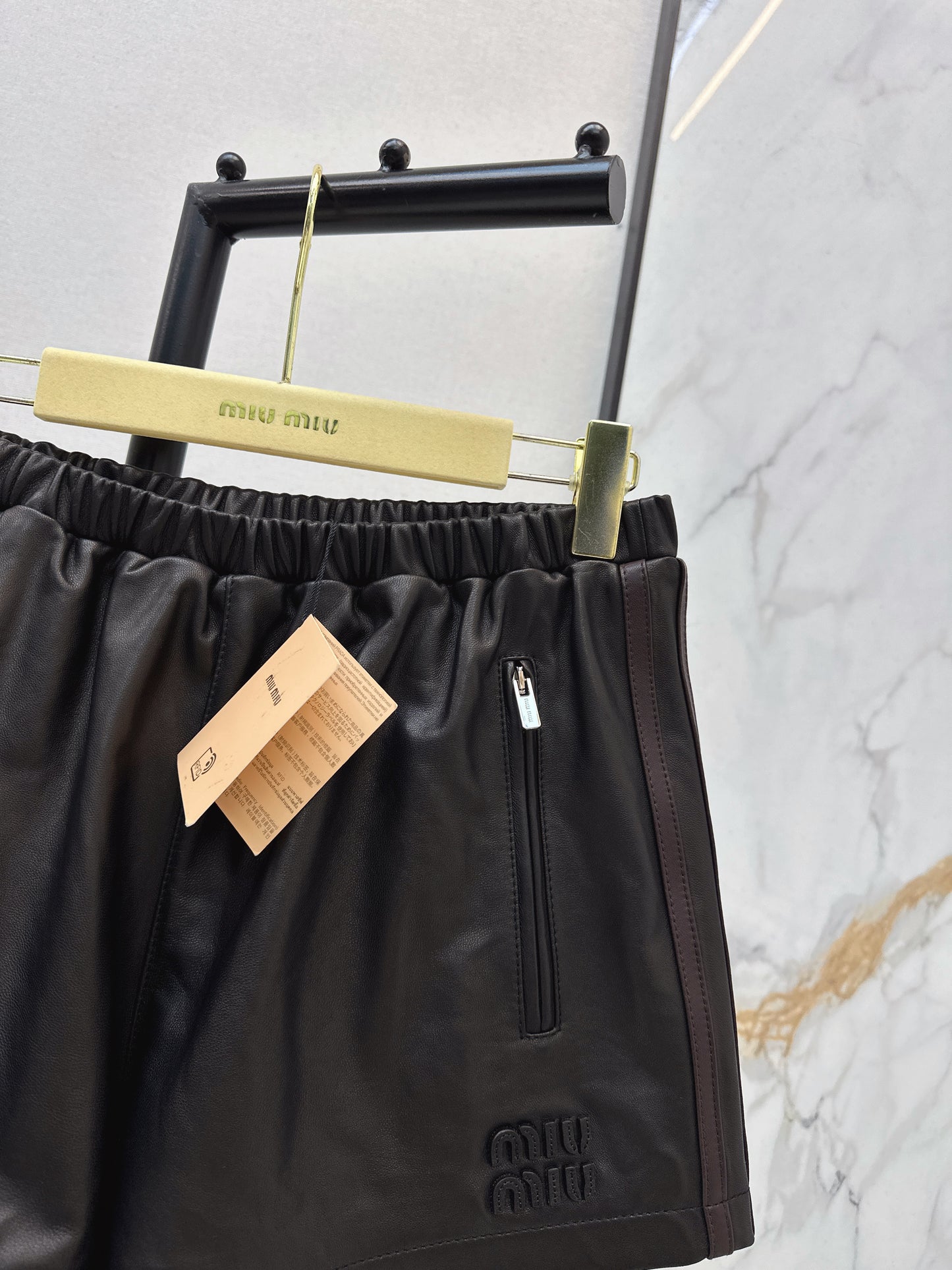 Sporty Genuine Leather Shorts