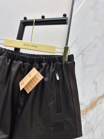 Sporty Genuine Leather Shorts