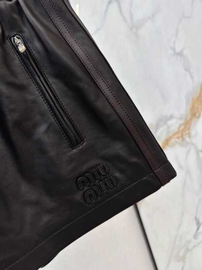 Sporty Genuine Leather Shorts