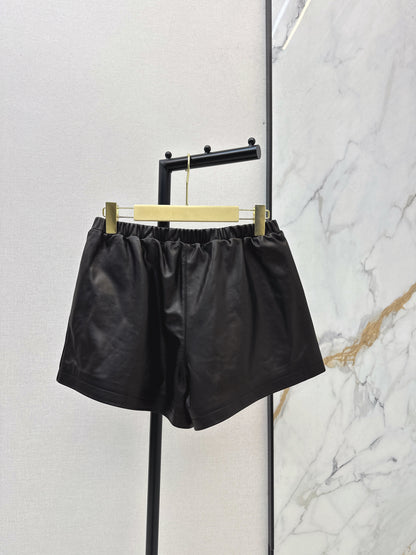 Sporty Genuine Leather Shorts