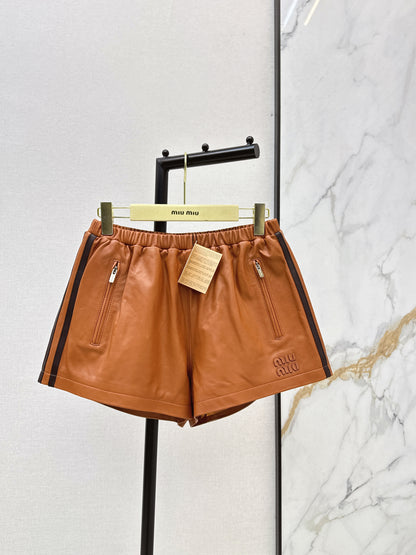 Sporty Genuine Leather Shorts
