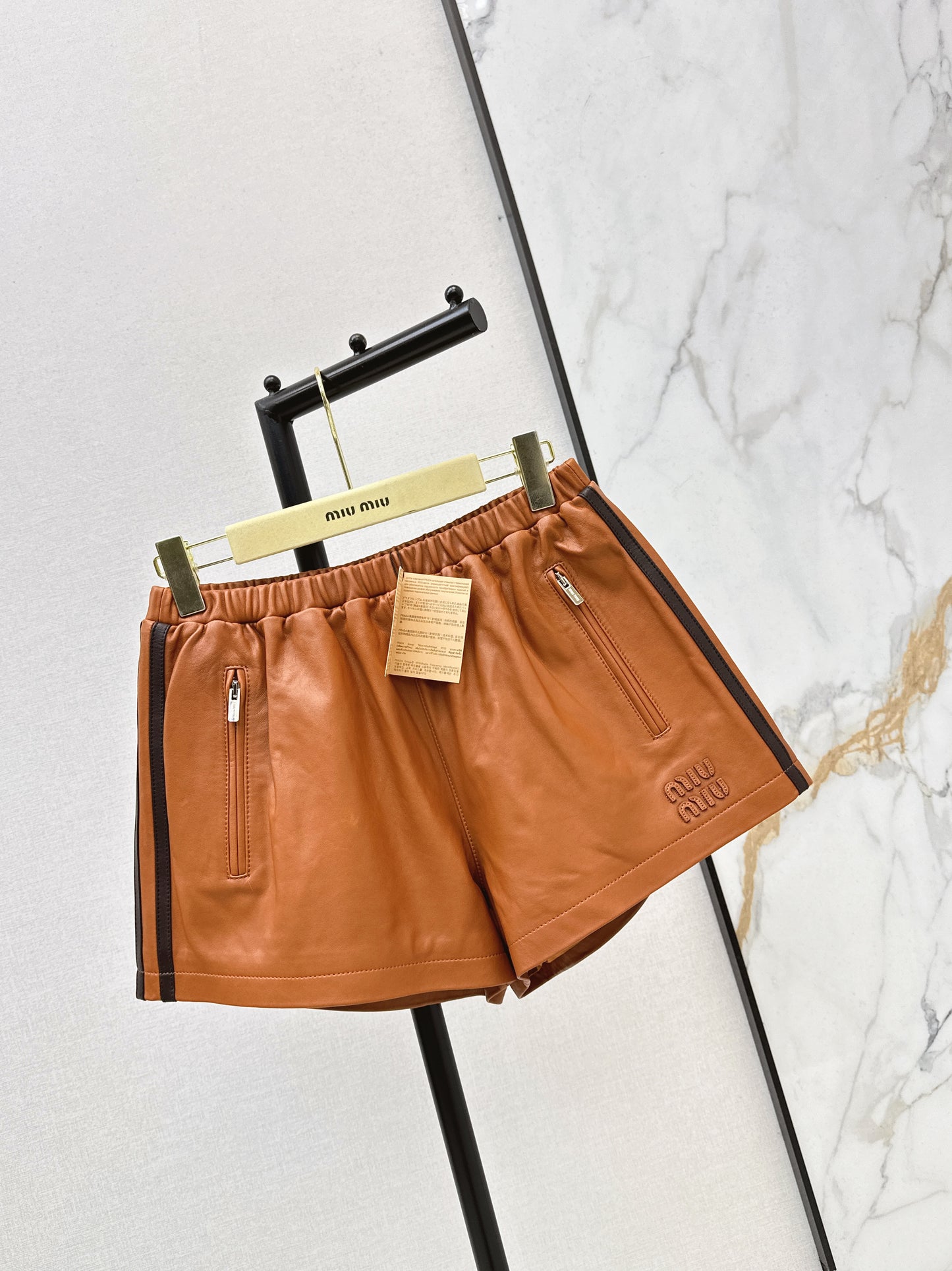 Sporty Genuine Leather Shorts