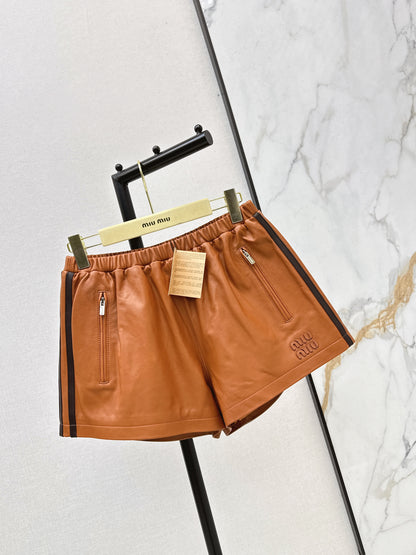 Sporty Genuine Leather Shorts