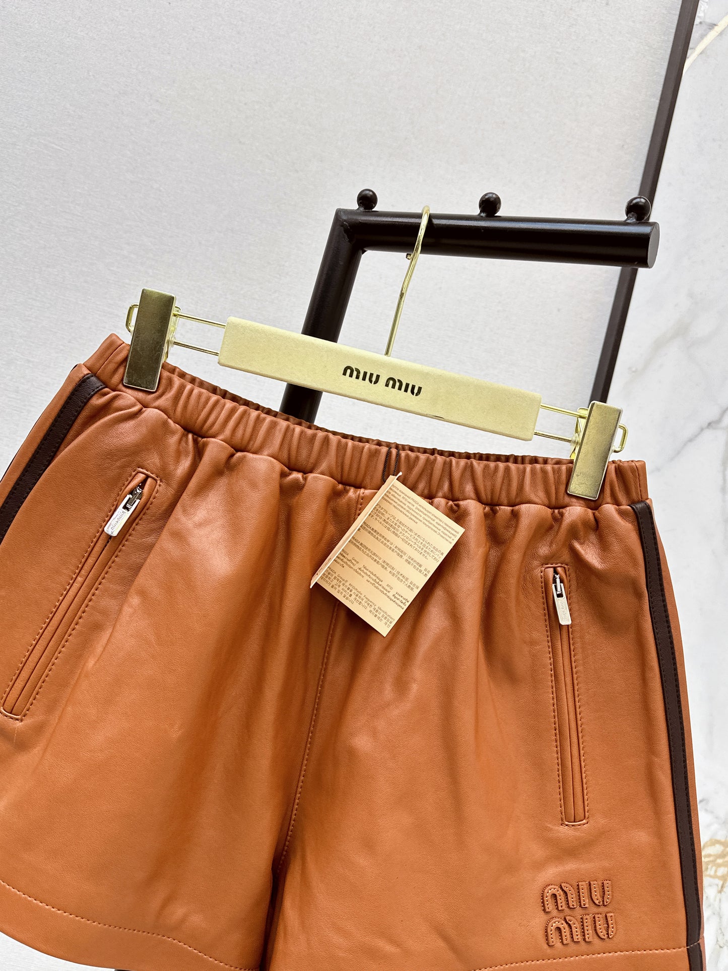 Sporty Genuine Leather Shorts