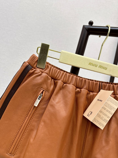 Sporty Genuine Leather Shorts