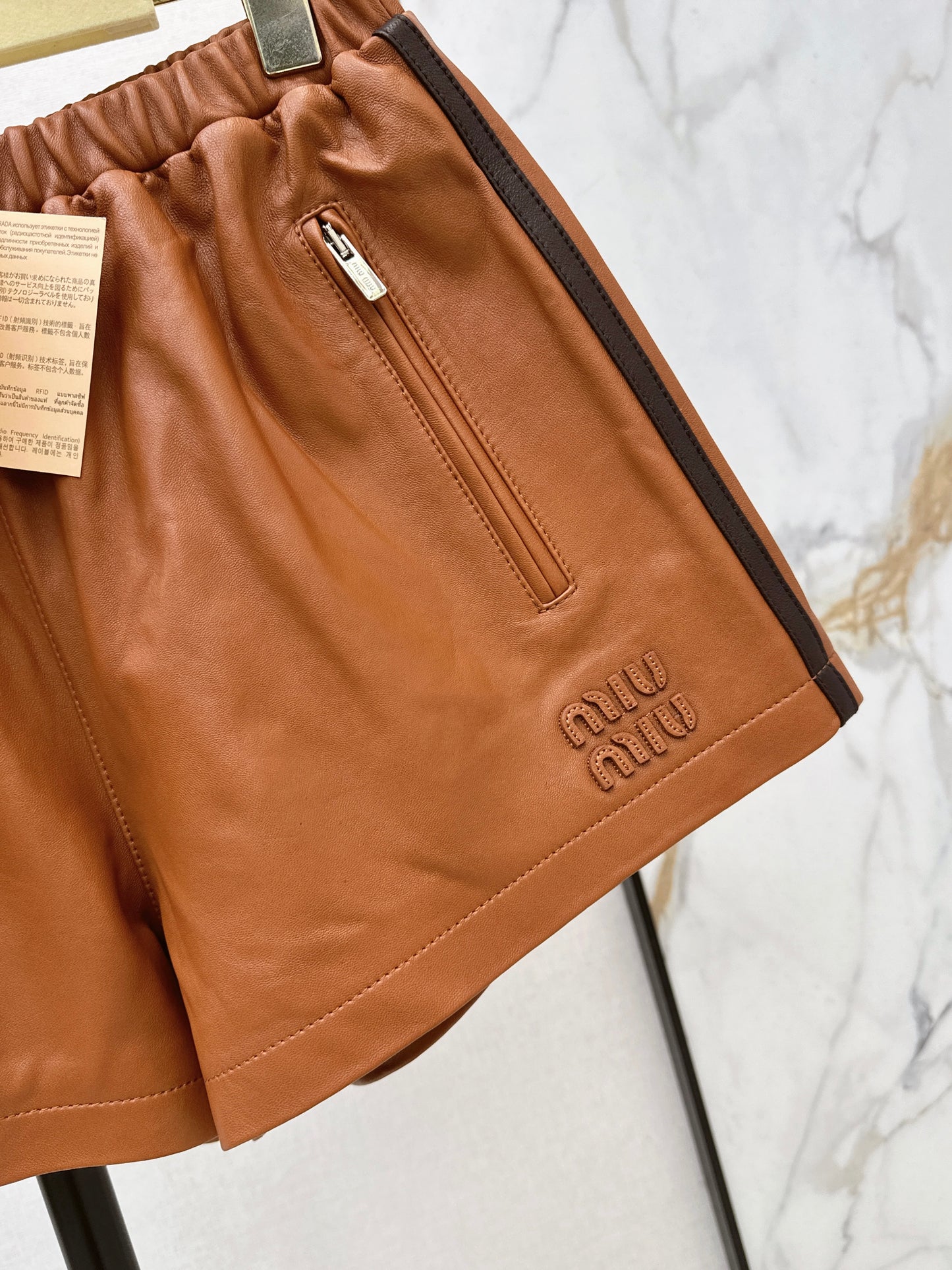 Sporty Genuine Leather Shorts