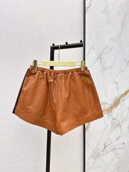 Sporty Genuine Leather Shorts