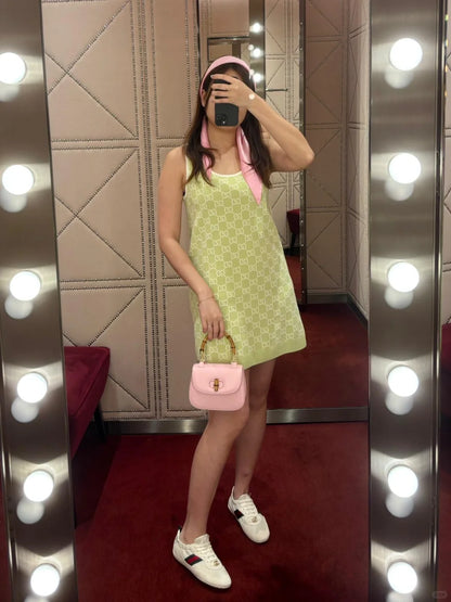 Double G monogram knit vest dress