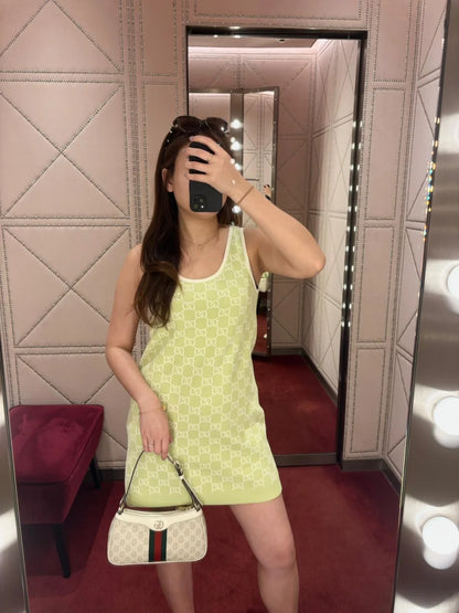 Double G monogram knit vest dress