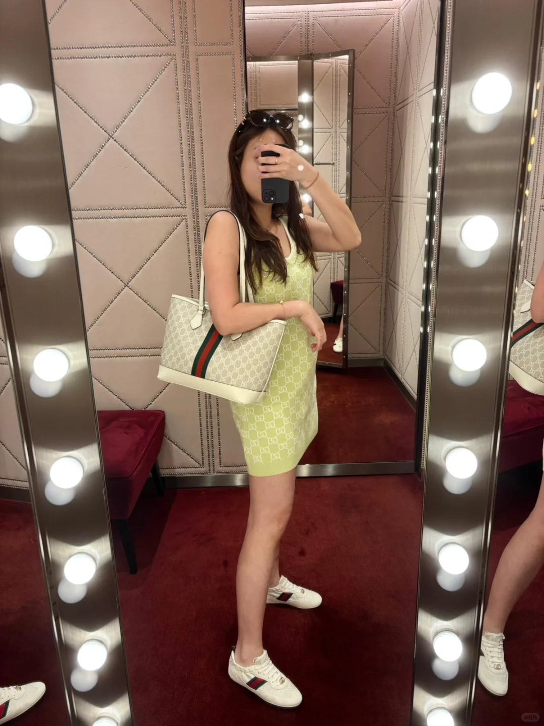 Double G monogram knit vest dress