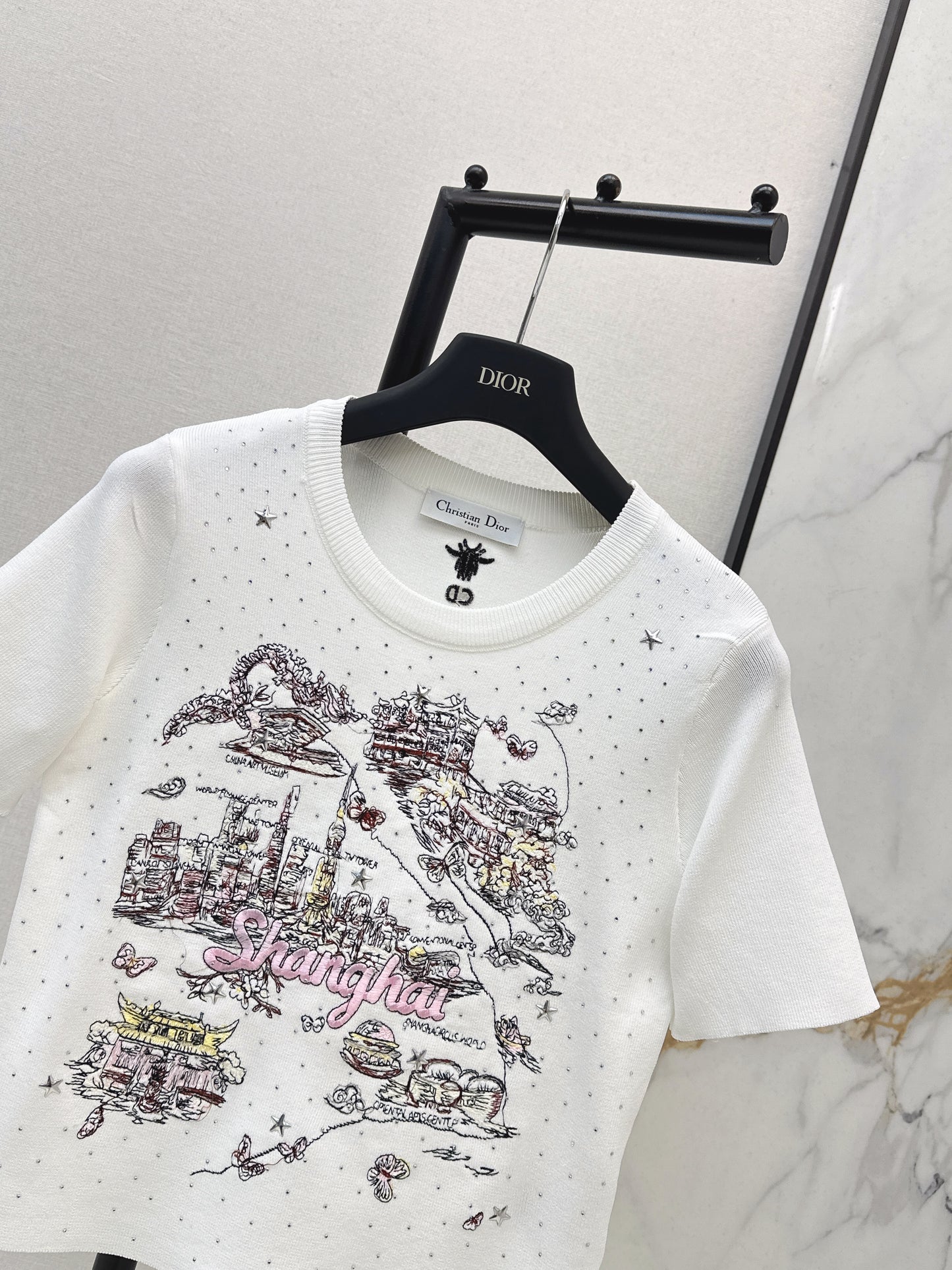 Embroidered Knit T-shirt