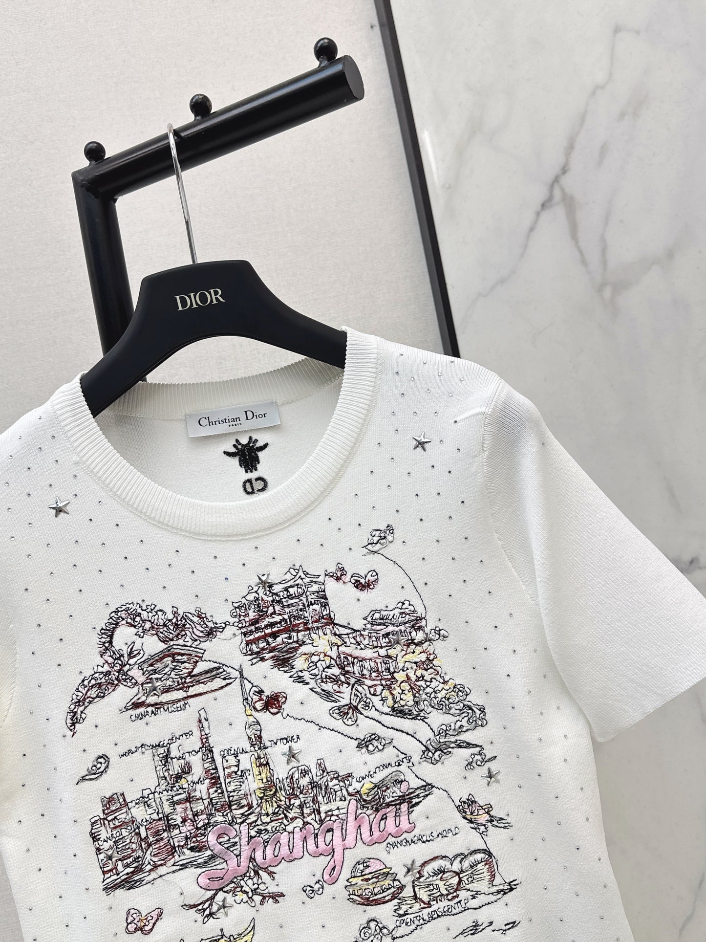 Embroidered Knit T-shirt