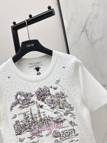 Embroidered Knit T-shirt