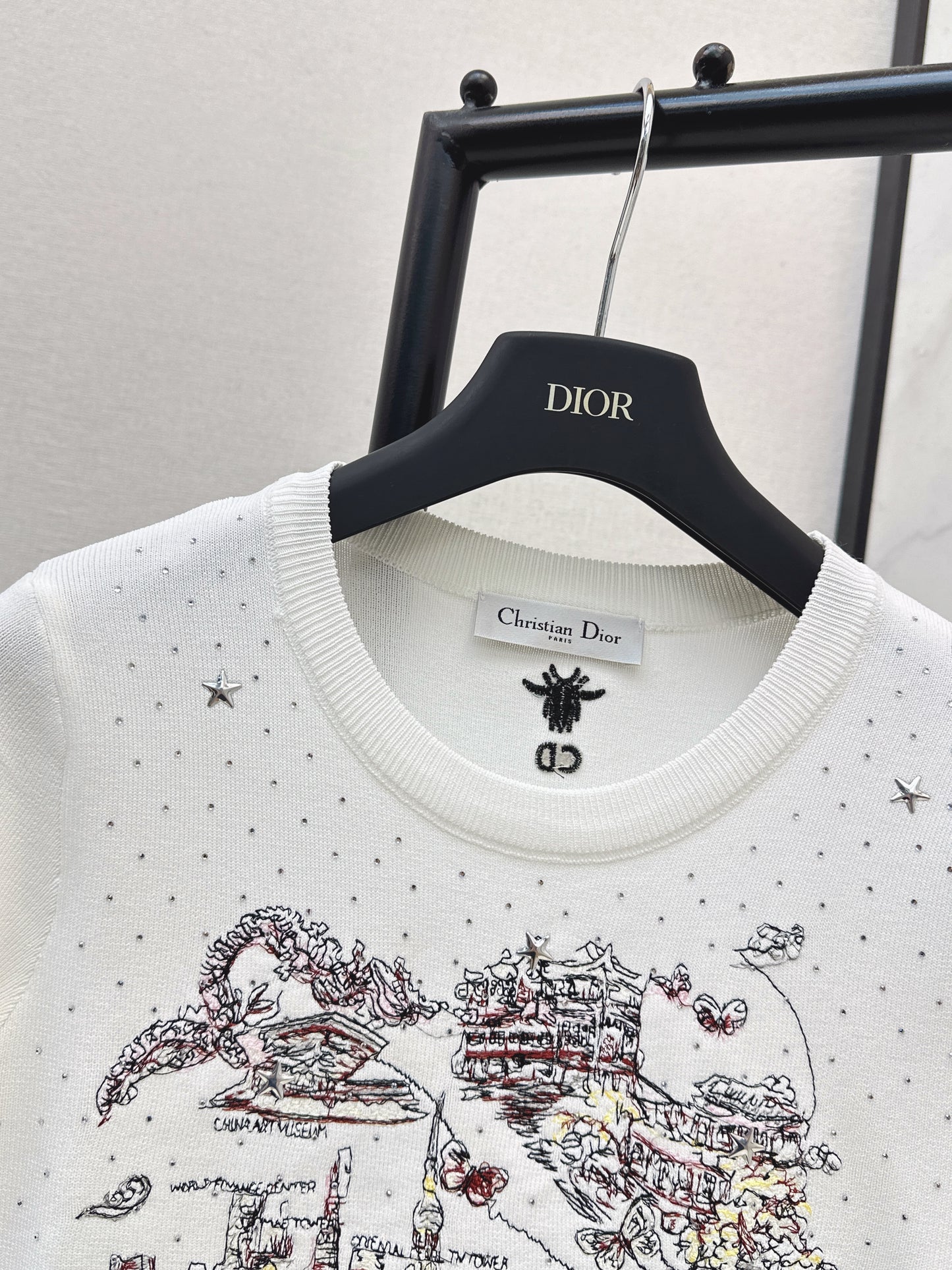 Embroidered Knit T-shirt