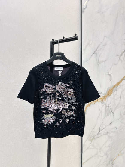 Embroidered Knit T-shirt