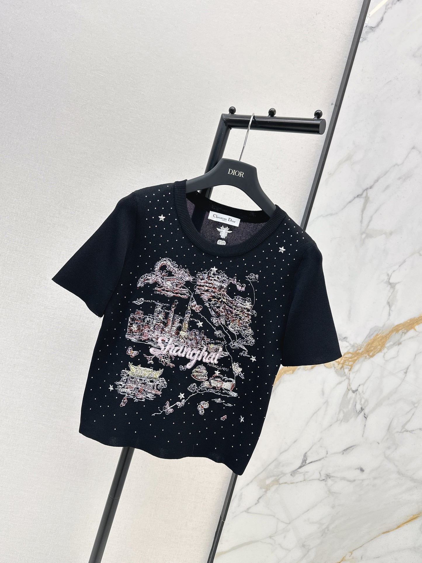 Embroidered Knit T-shirt