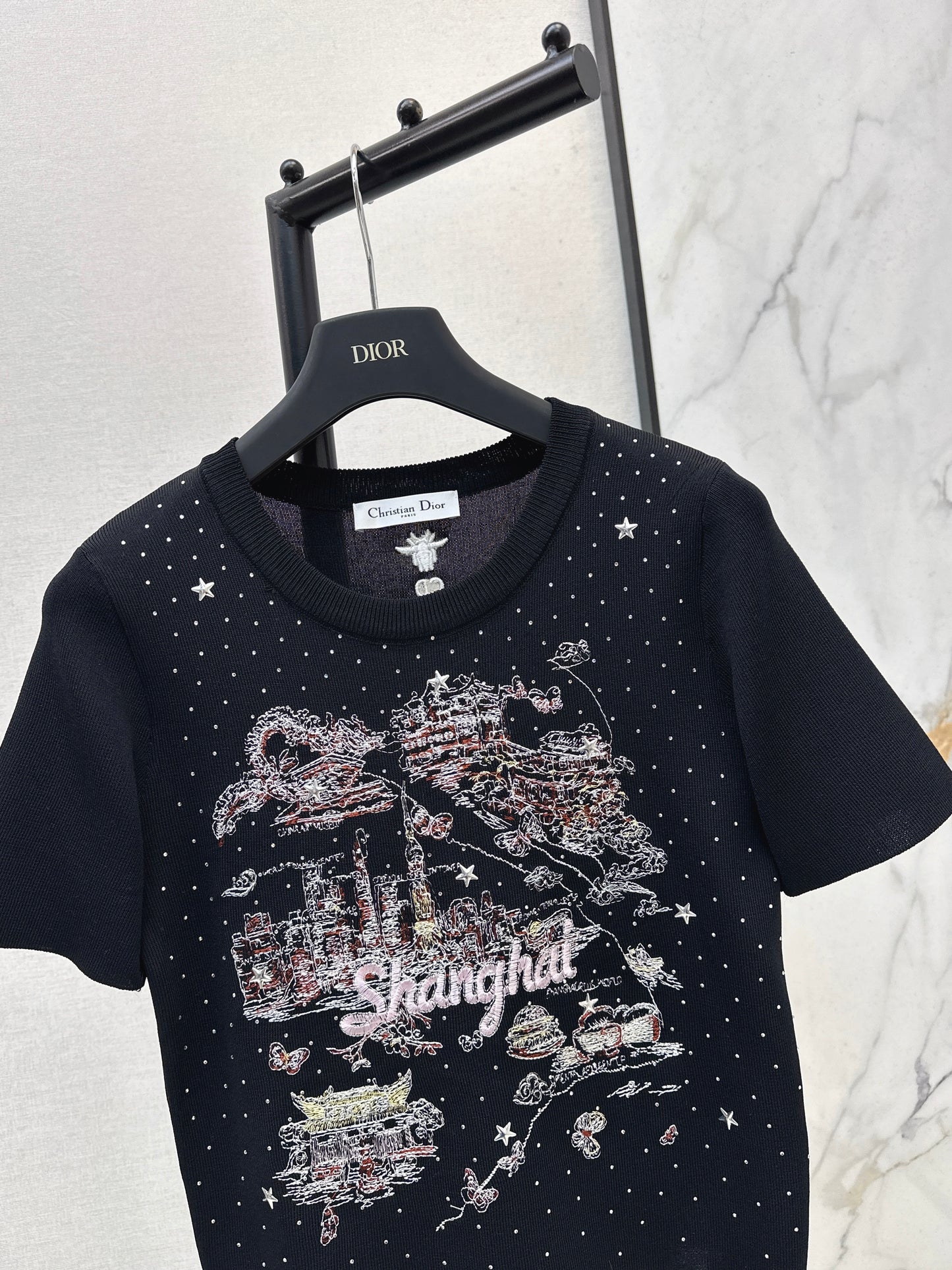 Embroidered Knit T-shirt