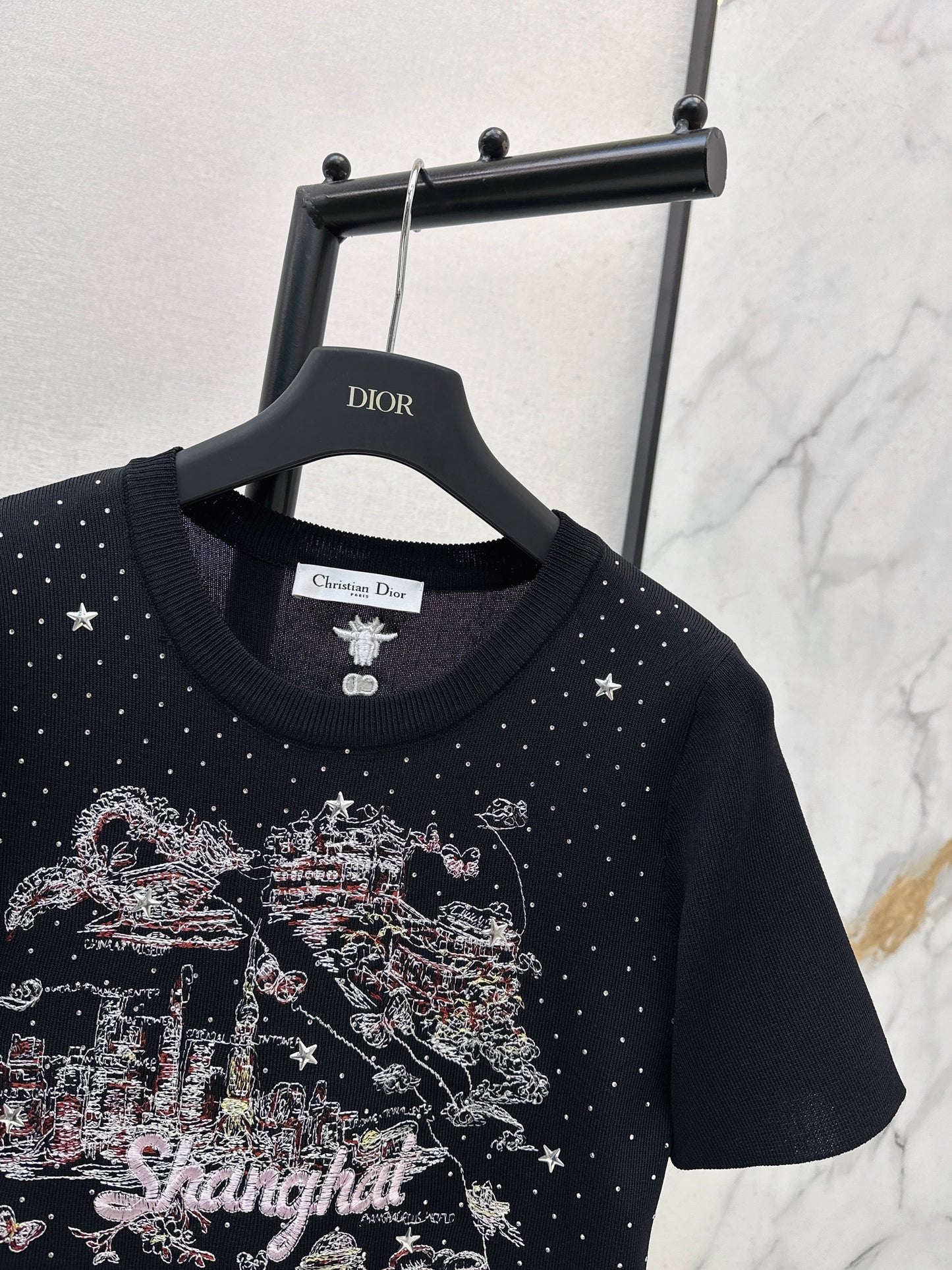 Embroidered Knit T-shirt