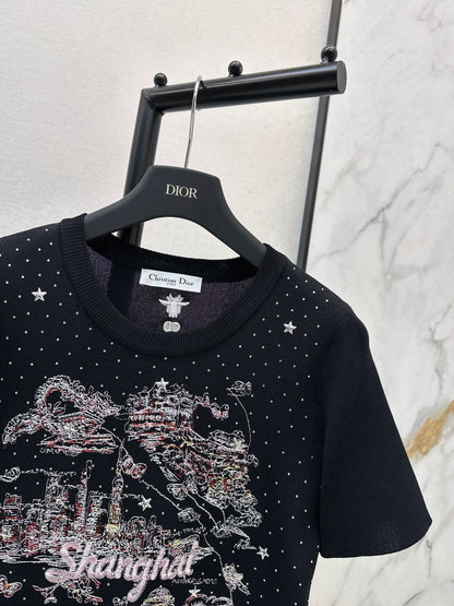 Embroidered Knit T-shirt