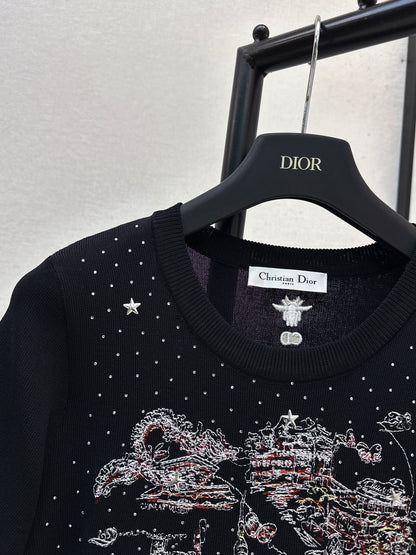 Embroidered Knit T-shirt