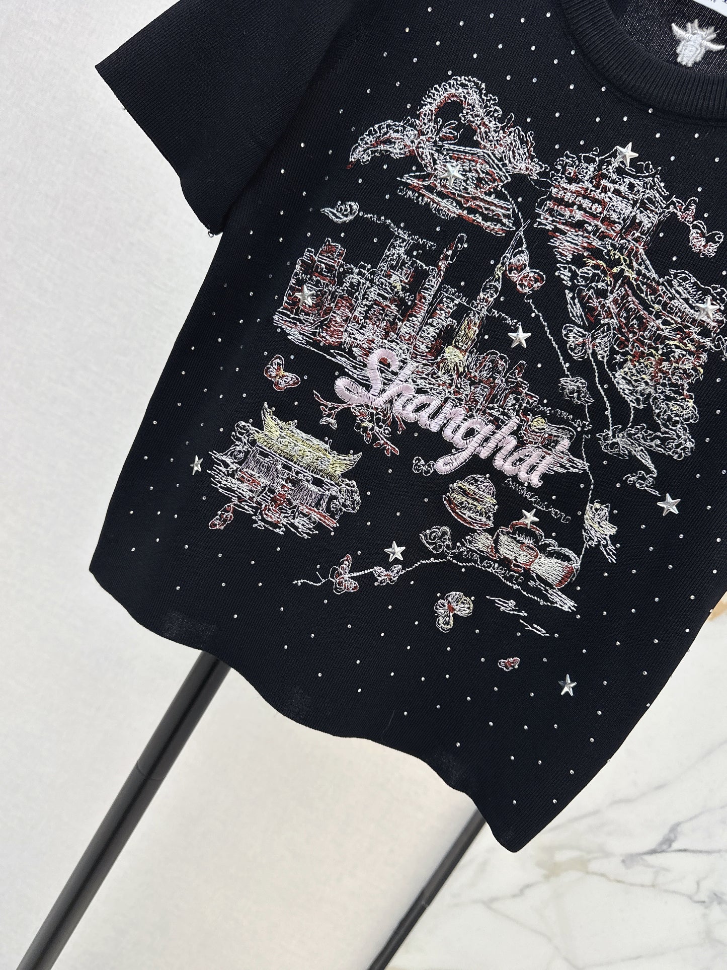 Embroidered Knit T-shirt
