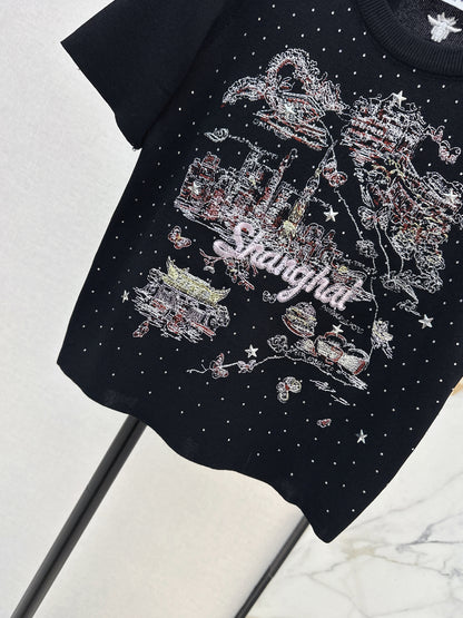 Embroidered Knit T-shirt