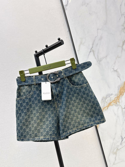 Jacquard Denim Shorts