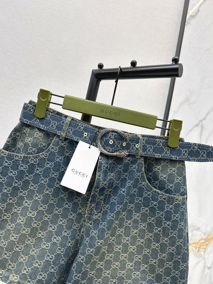 Jacquard Denim Shorts
