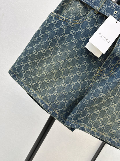 Jacquard Denim Shorts