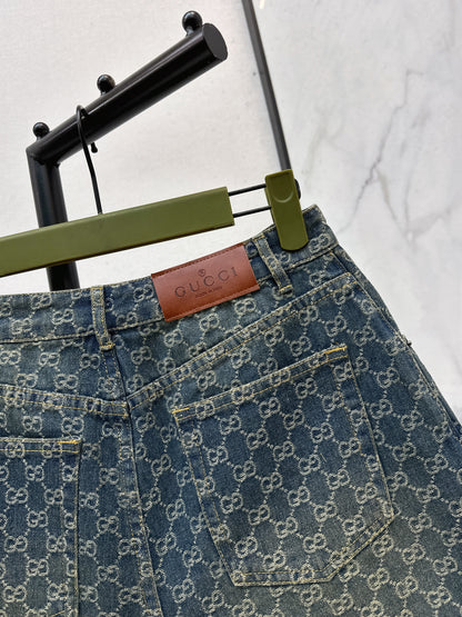 Jacquard Denim Shorts