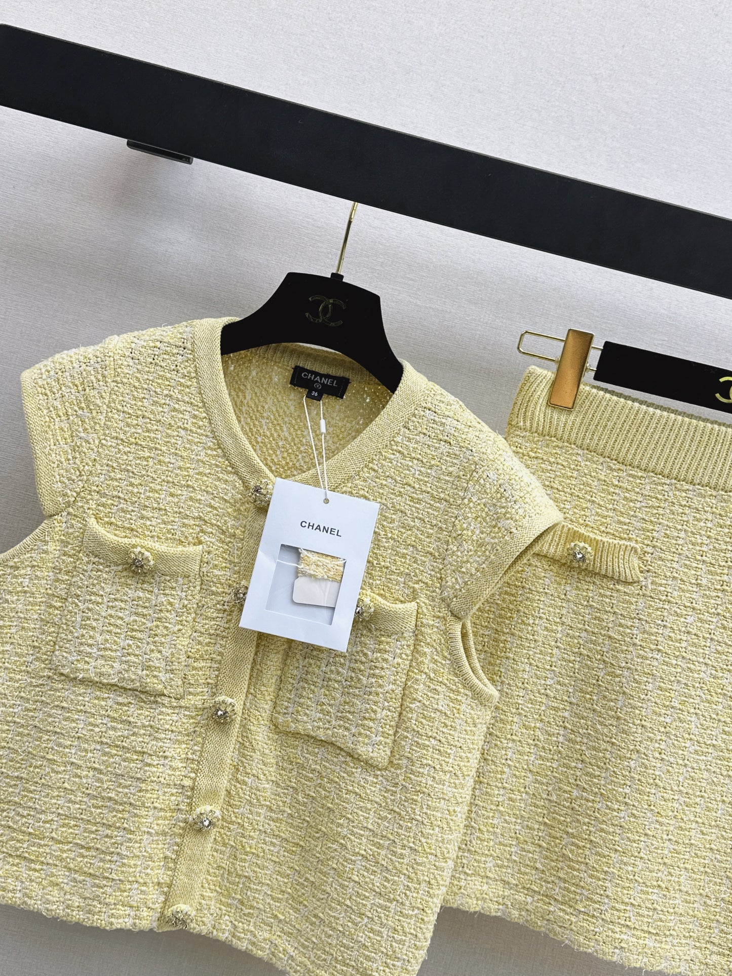 Pale yellow knitted set