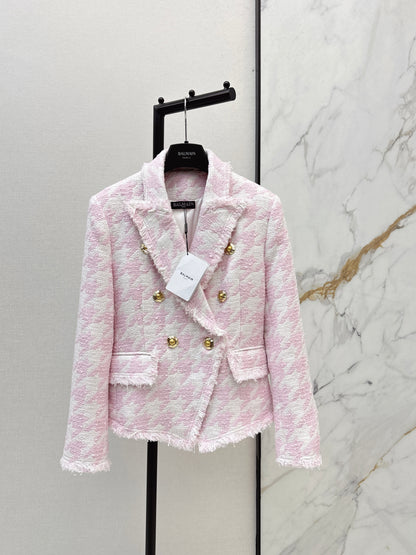 Houndstooth Knitted Fleece Blazer