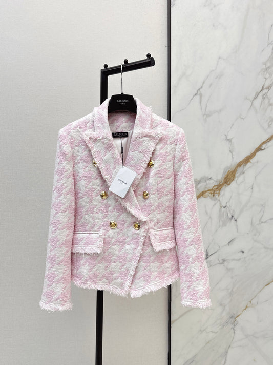 Houndstooth Knitted Fleece Blazer