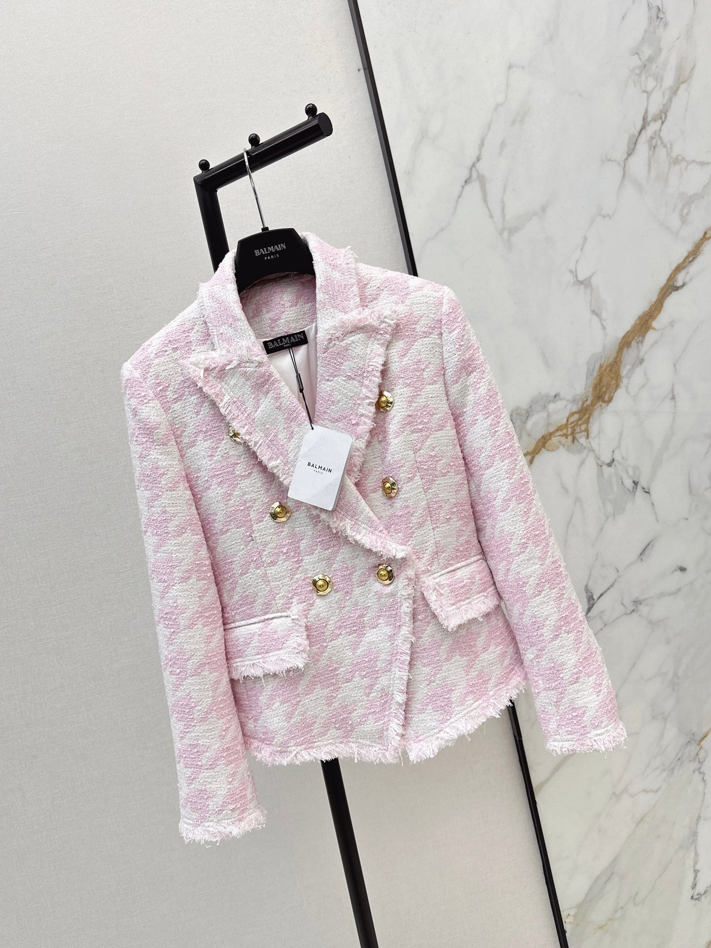 Houndstooth Knitted Fleece Blazer