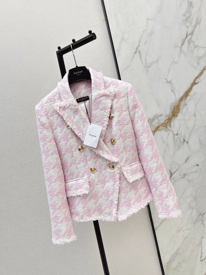 Houndstooth Knitted Fleece Blazer