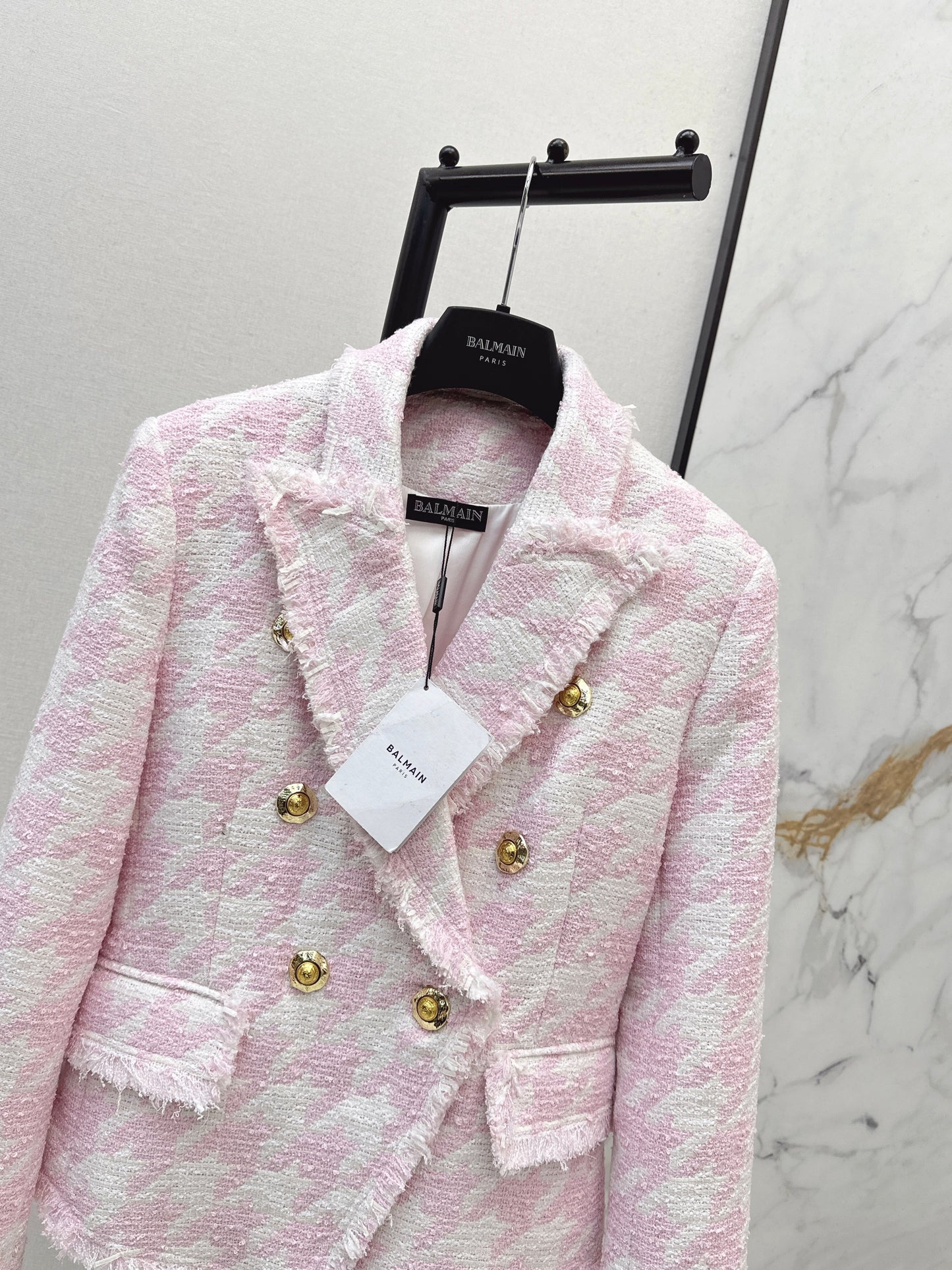 Houndstooth Knitted Fleece Blazer