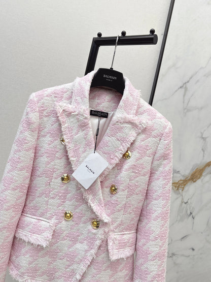 Houndstooth Knitted Fleece Blazer