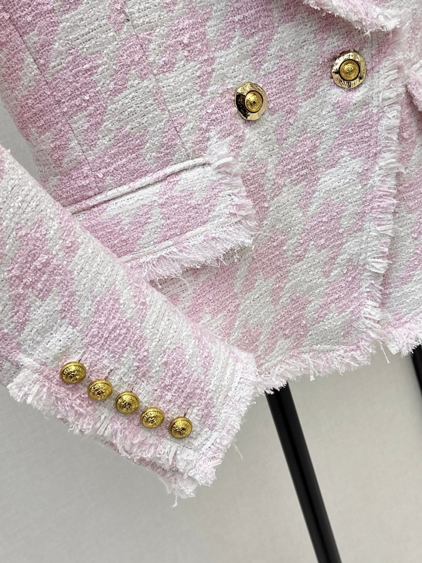 Houndstooth Knitted Fleece Blazer
