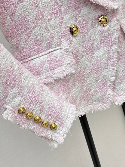 Houndstooth Knitted Fleece Blazer