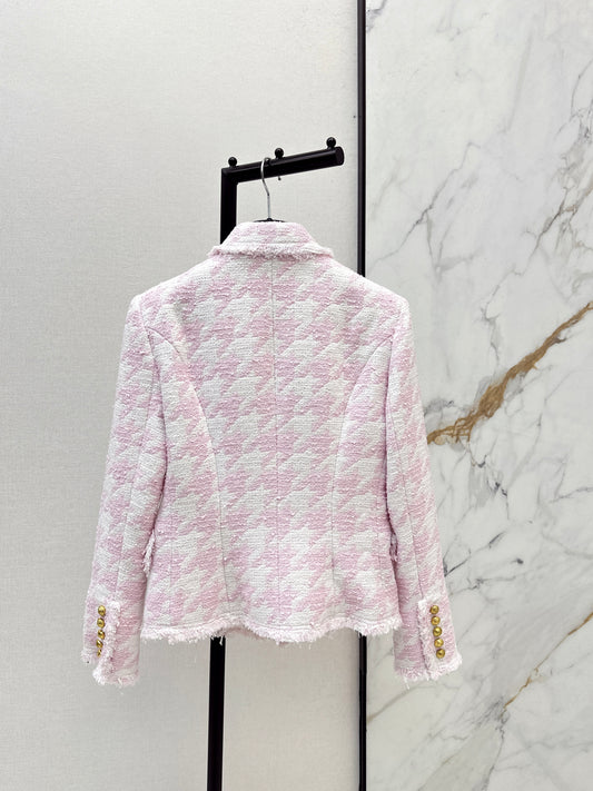 Houndstooth Knitted Fleece Blazer
